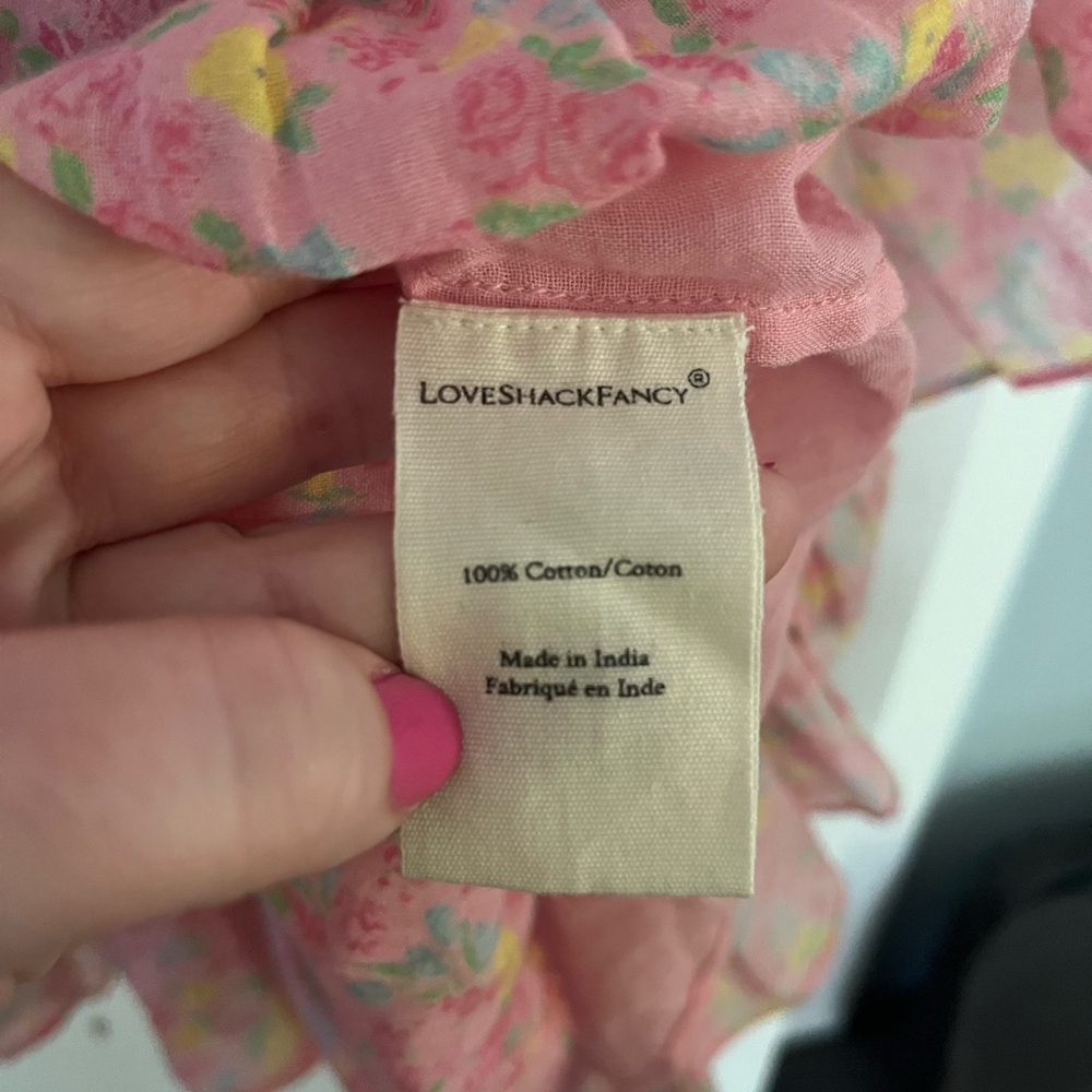 LoveShackFancy Audette Dress Melon Punch Size S Pink Ditsy Floral Spring Easter - Picture 11 of 12